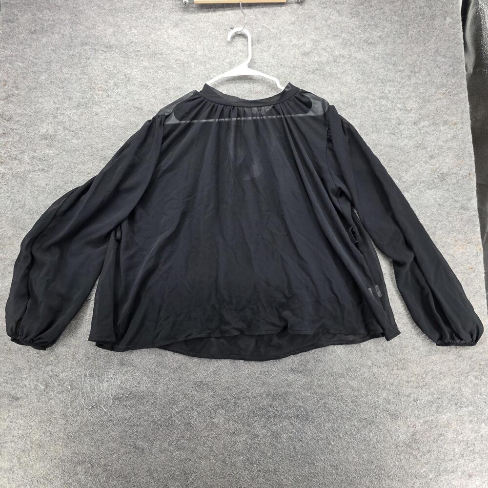PrettyLittleThing Blouse Womens 8 Black High Neck Balloon Sleeve Chiffon Bow
